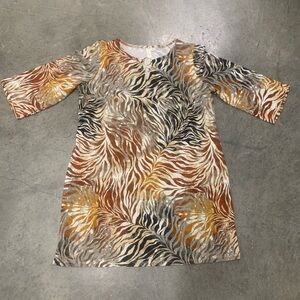 Tacera Gold Ring Accent Animal Print Top